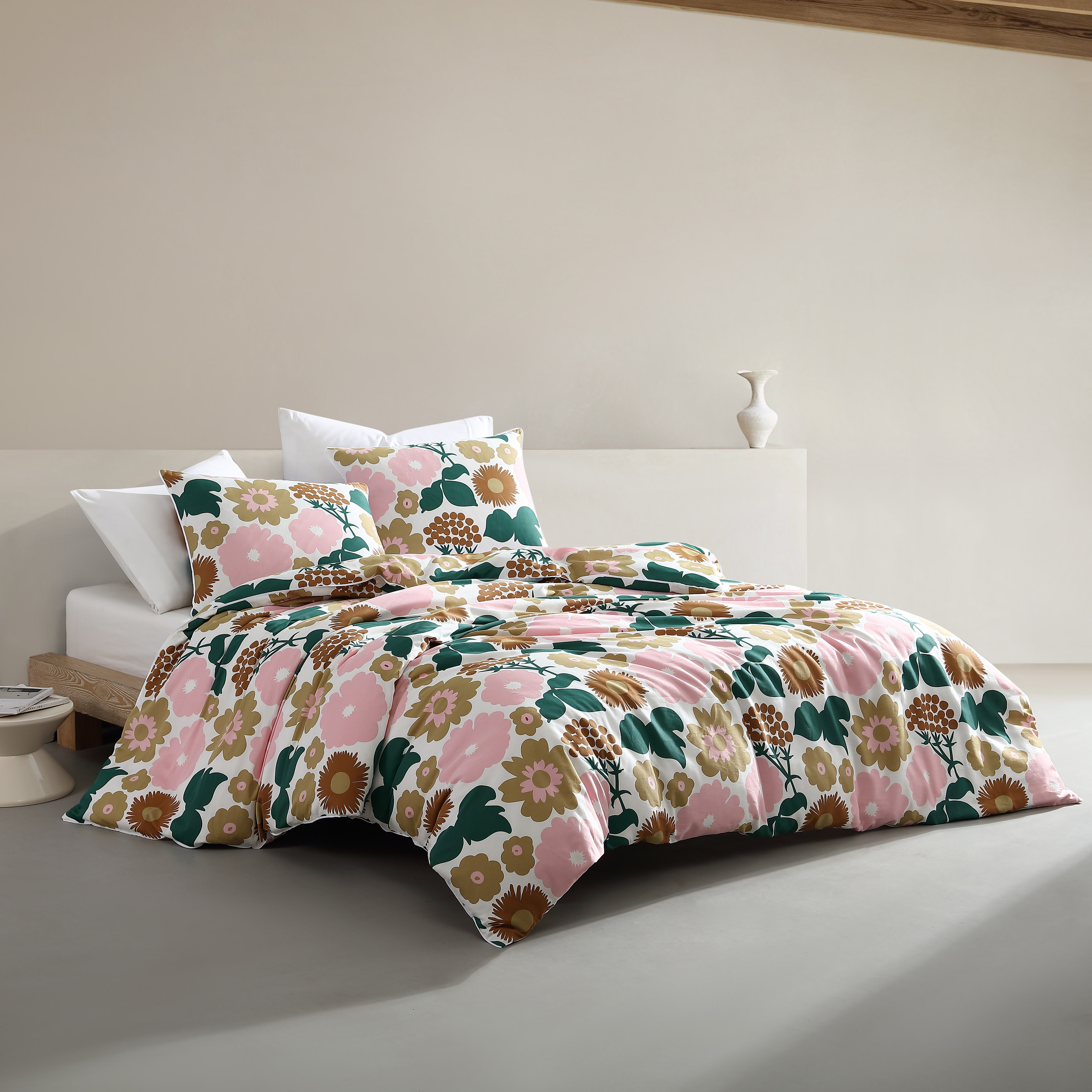 Marimekko Pieni Kukkatori Pink Cotton Duvet Cover Set | Wayfair